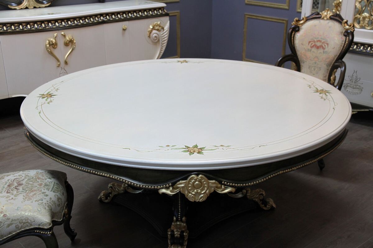 Antik Yuvarlak Masalı Klasik Yemek Odası Takımı - Second Image